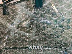 Goyard-Look Green Clear Transparent Tote Bag Genuine Leather/ PVC XL