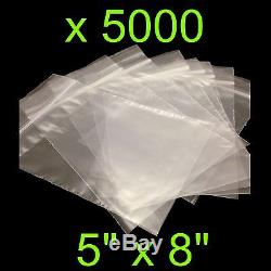 Grip Seal BAGS 5 X 8 Self Seal Resealable Clear Plastic Polythene x 5000