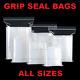 Grip Seal Bags Clear Self Resealable Polythene Poly Plastic Zip Lock All Sizes