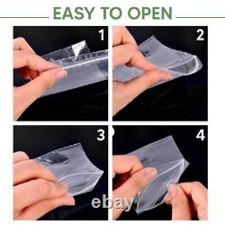 Grip Seal Bags Heavy Duty Clear Poly Plastic Resealable Zip Baggies 1000Pcs