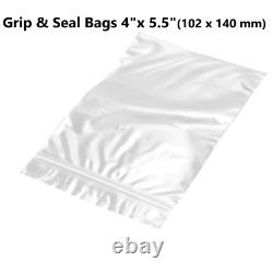 Grip Seal Bags Self Resealable Poly Plastic Clear Zip Lock 4x5.5 (102x140mm)