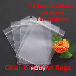 Grip Seal Clear Self Resealable Polythene Zip Lock Poly Plastic Bags 18 Sizes