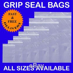 Grip Seal Resealable Clear Poly Plastic Bag ALL SIZES IN INCHES INTERNAL Cheaper