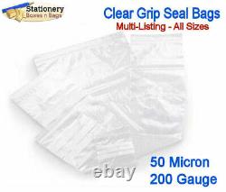 Grip Seal Zip Lock Bags 200g / 50 micron CLEAR Polythene Plastic Resealable