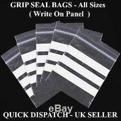 Grip seal plastic Clear bags Write on Panel All Sizes Cheapest Quick Delivery