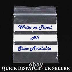 Grip seal plastic bags Plain Write on Panel Heavy Duty All Sizes Types New Stock