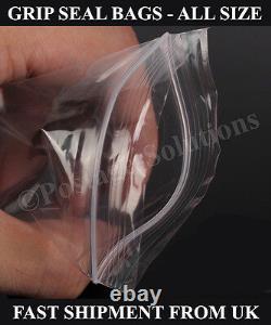 Gripseal Strong Resealable Clear Polythene Plastic SIZES IN INCHES fast Delivery