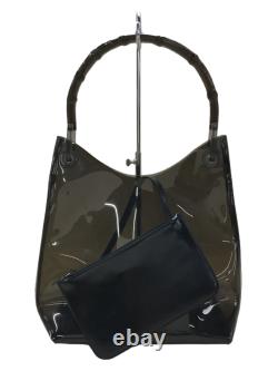Gucci Plastic Bamboo Handle Clear Bag Handbag Pvc Blk 10353