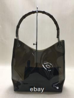 Gucci Plastic Bamboo Handle Clear Bag Handbag Pvc Blk 10353