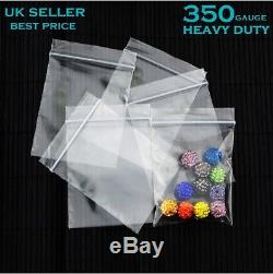 HEAVY DUTY 350 Gauge Grip seal Self Resealable Clear Plastic Poly Bags All Size