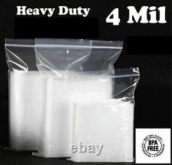 HEAVY DUTY 4 Mil Clear Zip Seal Bags Reclosable Top Lock Plastic Jewelry 4Mil