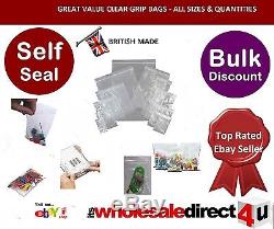 HIGH QUALITY'CLEAR', PLASTIC PVC GRIP SEAL BAGS All Sizes, fab Value