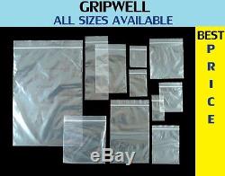 HQ Gripwell Grip seal Self Resealable Clear Plastic Poly Bags ALL SIZES