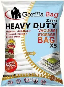 Heavy Duty Vacuum Storage Gorilla Bags Extra Strong 110 Microns Double Zip Seal