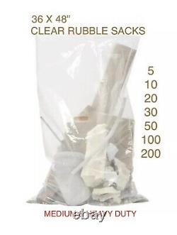 Heavy & Medium Duty 36 X 48 Clear Plastic Rubble Bags/sacks Builders Bags