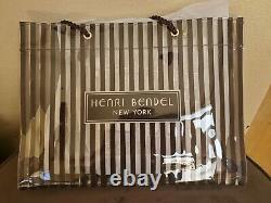 Henri Bendel Clear Classic Brown Striped Plastic Reusable Shopper Tote Bag NWT