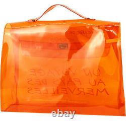 Hermes Vinyl Kelly Orange Handbag Women'S Clear Beach Bag Plastic Bags No. 8954