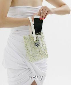 KARA NYC Money Shed Pinch Clear Plastic Wristlet Clutch Leather Mini Small Bag