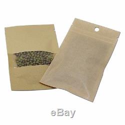 Kraft Paper Packing Bag with Clear Plastic Resealable Ziplock Food Storage Pouch