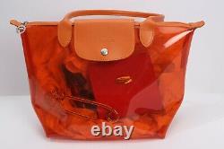 LONGCHAMP Le Pliage Orange Transparent Plastic PVC Tote Bag