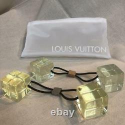 LOUIS VUITTON BAG CHARM AND KEY HOLDER Hair Cube Clear Green Yellow Auth