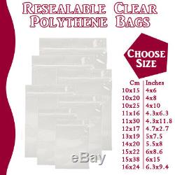Large Grip Seal Zip Lock Polythene Self Resealable Clear Plastic Bags 1 -100,000