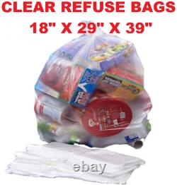 Large Strong Clear Plastic Polythene Bin Liners Waste Bags Sacks 18x29x39 160G