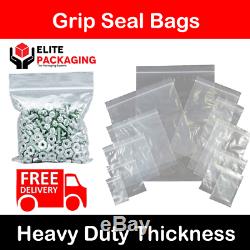 Large XL GRIP SEAL BAGS Self Resealable Clear Polythene Poly Plastic Zip Lock