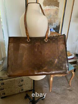 Louis Vuitton Monogram Brown Clear Plastic Large Tote Bag with leather strap