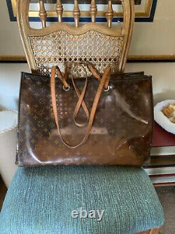 Louis Vuitton Monogram Brown Clear Plastic Large Tote Bag with leather strap