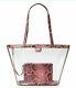 Michael Kors Medium Clear Rita Bucket Tote Bag Carnation Pink/gold
