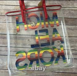MICHAEL KORS Rainbow Large Graphic Logo Print Clear Transparent Tote Bag