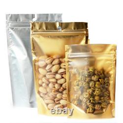 Matte Clear Gold Aluminum Foil Mylar Stand Up Retail Bags Self Seal Food Pouches