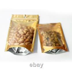 Matte Clear Gold Aluminum Foil Mylar Stand Up Retail Bags Self Seal Food Pouches
