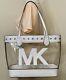 Michael Kors Moutauk Clear Large Summer Beach Tote Bag In Optic White