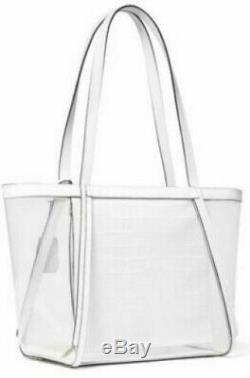 Michael Kors Whitney White New Shoulder Bag Clear Large Tote Crocodile Leather