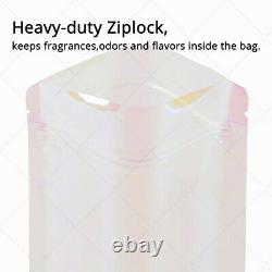 Multi-Sizes Holographic Glossy Pink Clear Plastic Stand up Zip Lock Pouch Bag P2