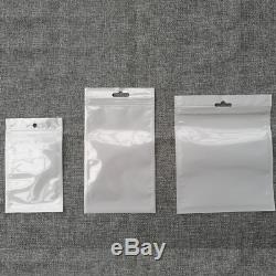 Multi-sizes Front Clear White Zipper Resealable 2.7mil Plastic Bags with Hanging