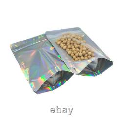 Mylar Stand Up Silver Clear Laser Bag Resealable for Zip Food Aluminum Pack Lock