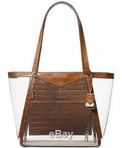 NEW Michael Kors Whitney Clear Plastic Tote Bag, Chestnut Brown =EBAY SALE=