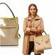 Nwt $1098 Tory Burch Lee Radziwill Raincoat Double Bag Clear Multi/ Sand Suede
