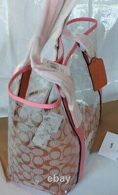 NWT Coach Ferry tote bag clear canvas Tote bag 2564 Pink Lemonade Champagne