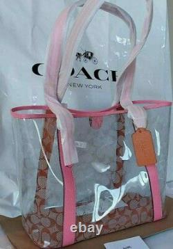 NWT Coach Ferry tote bag clear canvas Tote bag 2564 Pink Lemonade Champagne