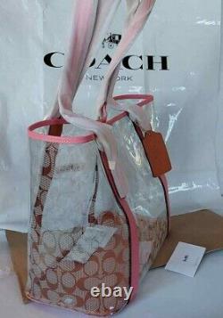 NWT Coach Ferry tote bag clear canvas Tote bag 2564 Pink lemonade Champagne
