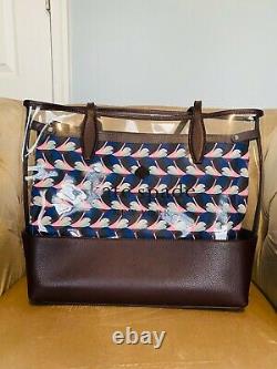 NWT Kate Spade Large Clear Triple Compartment Large Tote Shopper Bag Bird Dots