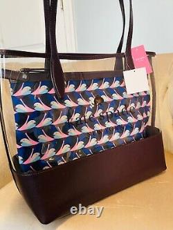 NWT Kate Spade Large Clear Triple Compartment Large Tote Shopper Bag Bird Dots