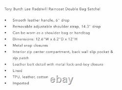 NWT TORY BURCH Womens Lee Radziwill Raincoat Double Bag Satchel, Clear Multi