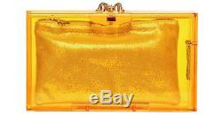 New $975 Charlotte Olympia Yellow Clear Pandora Perspex Plastic Clutch Bag