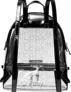 New Michael Kors Rhea Zip Backpack Logo Clear Bag Black Thermoplastic plastic