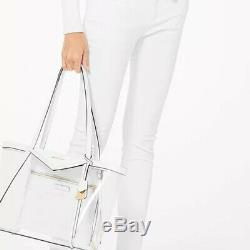New Michael Kors Whitney shoulder bag clear inset white gold tote X Lrge plastic